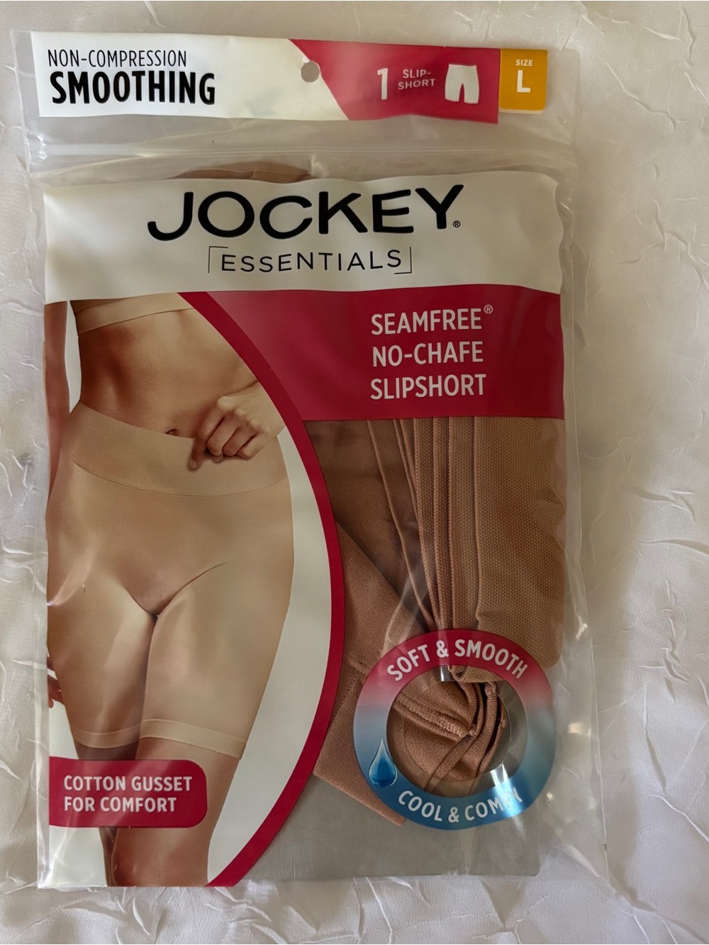 Jockey Essentials Seamfree No-Chafe Cooling Slipshort - Beige | Size L